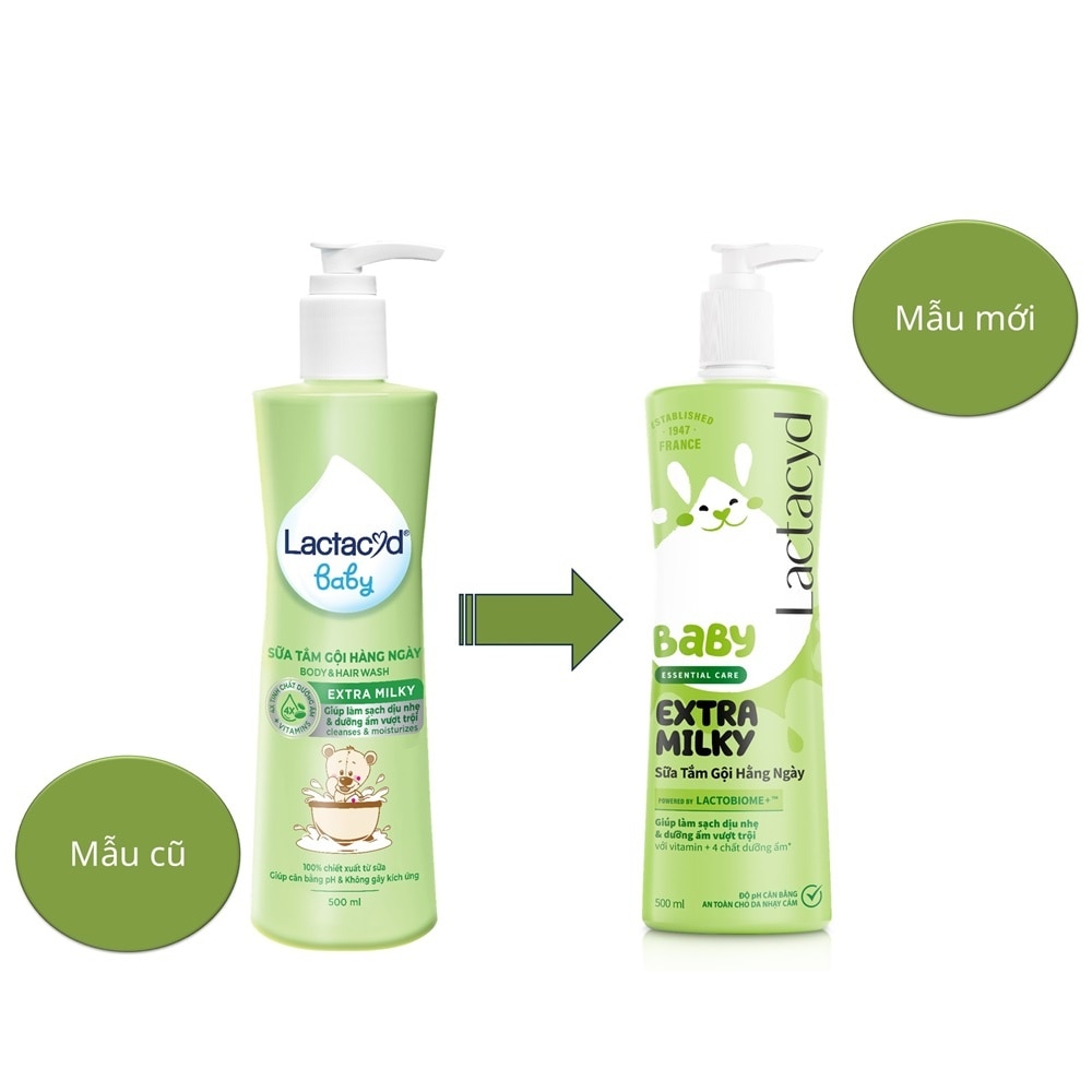 Sữa Tắm Gội Trẻ Em Lactacyd Milky 500ml