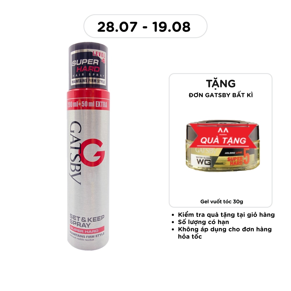 Keo Xịt Tóc Gatsby Siêu Cứng 250ml
