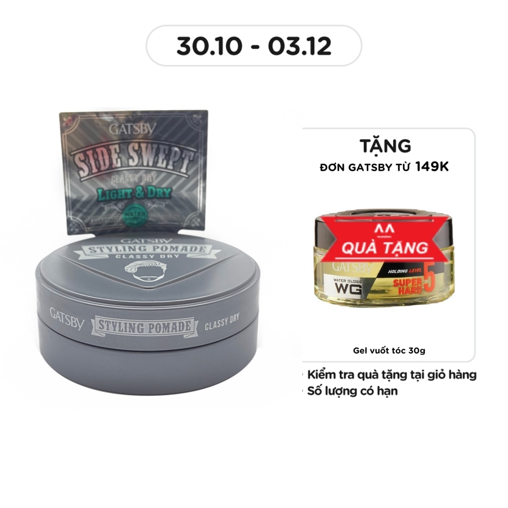 Wax Vuốt Tóc Gatsby Pomade Classy Dry 75g