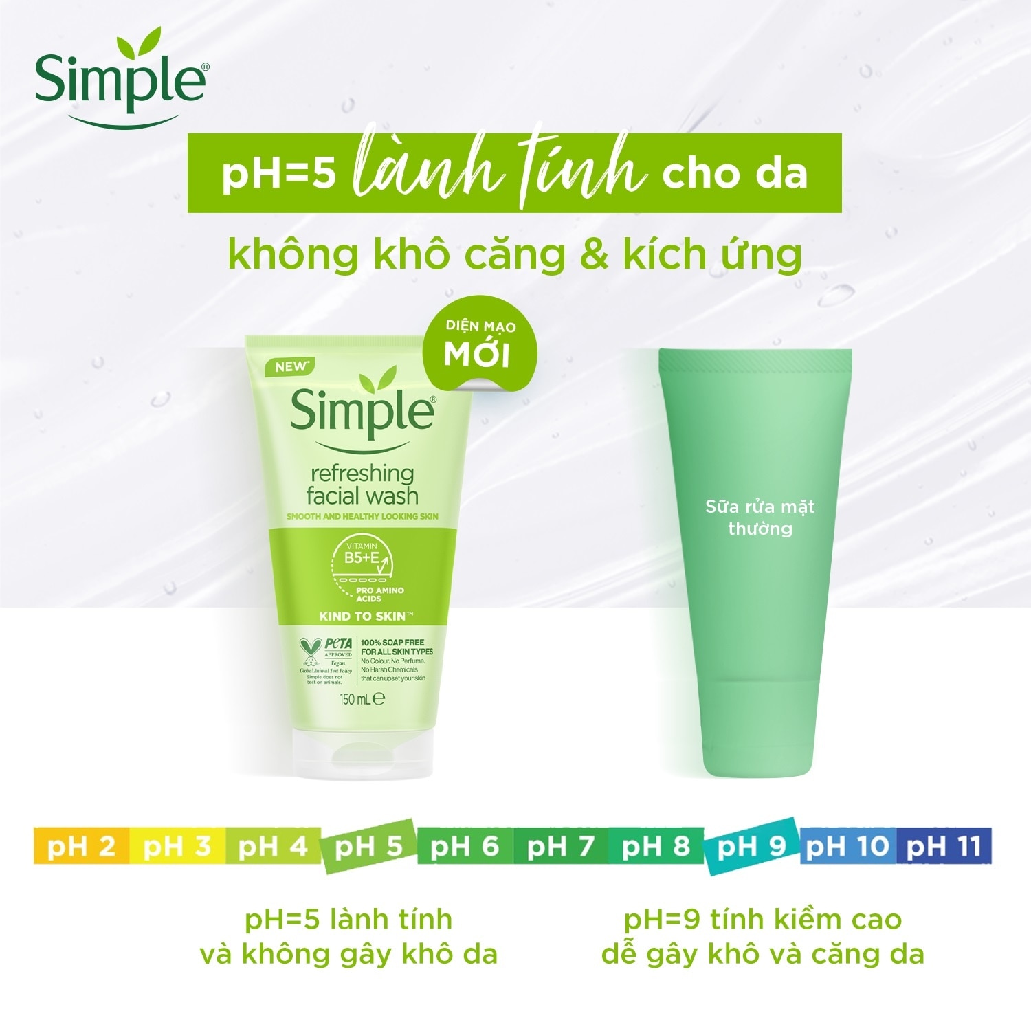 Sữa Rửa Mặt Simple Refreshing Facial Wash Dành Cho Mọi Loại Da 150ml