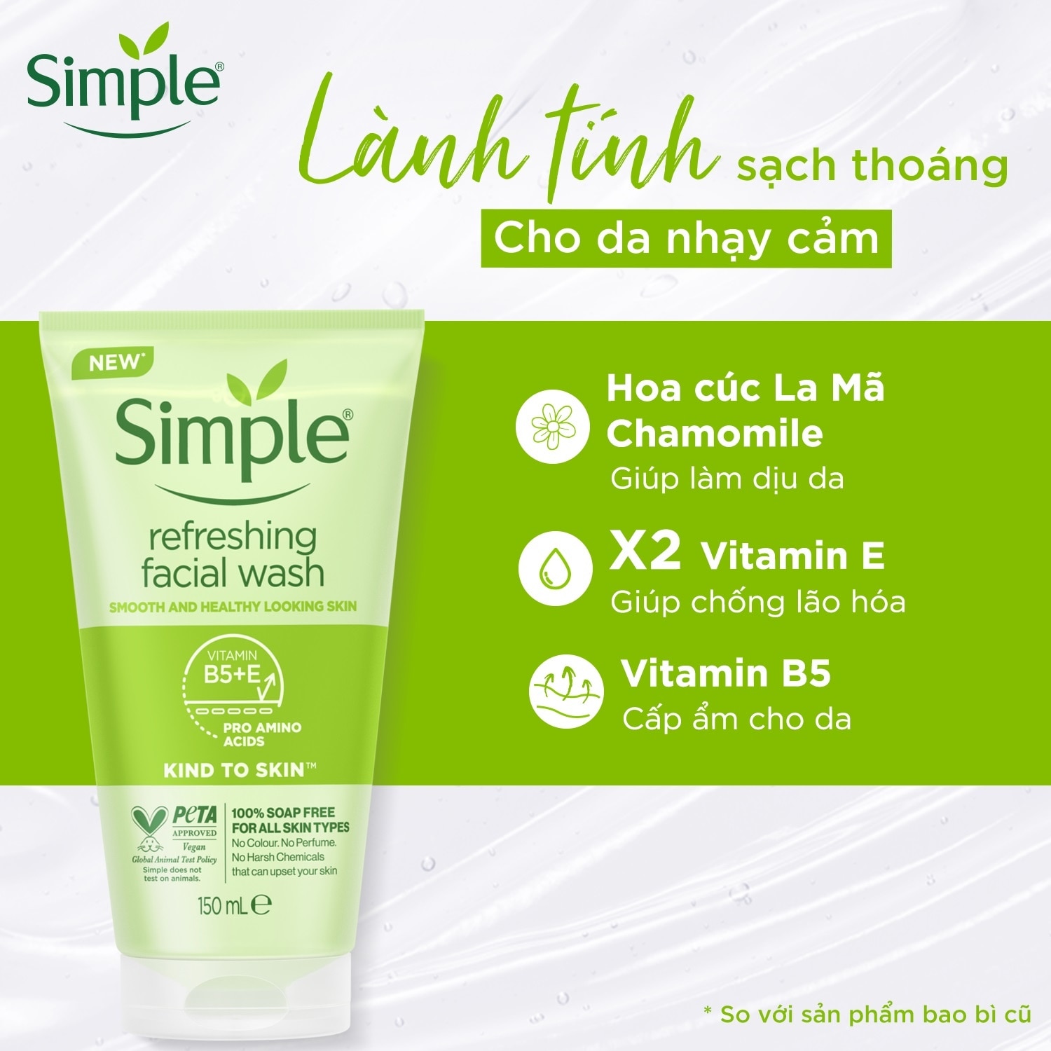 Sữa Rửa Mặt Simple Refreshing Facial Wash Dành Cho Mọi Loại Da 150ml