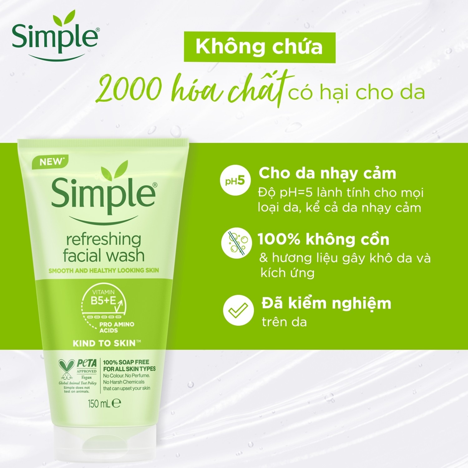 Sữa Rửa Mặt Simple Refreshing Facial Wash Dành Cho Mọi Loại Da 150ml