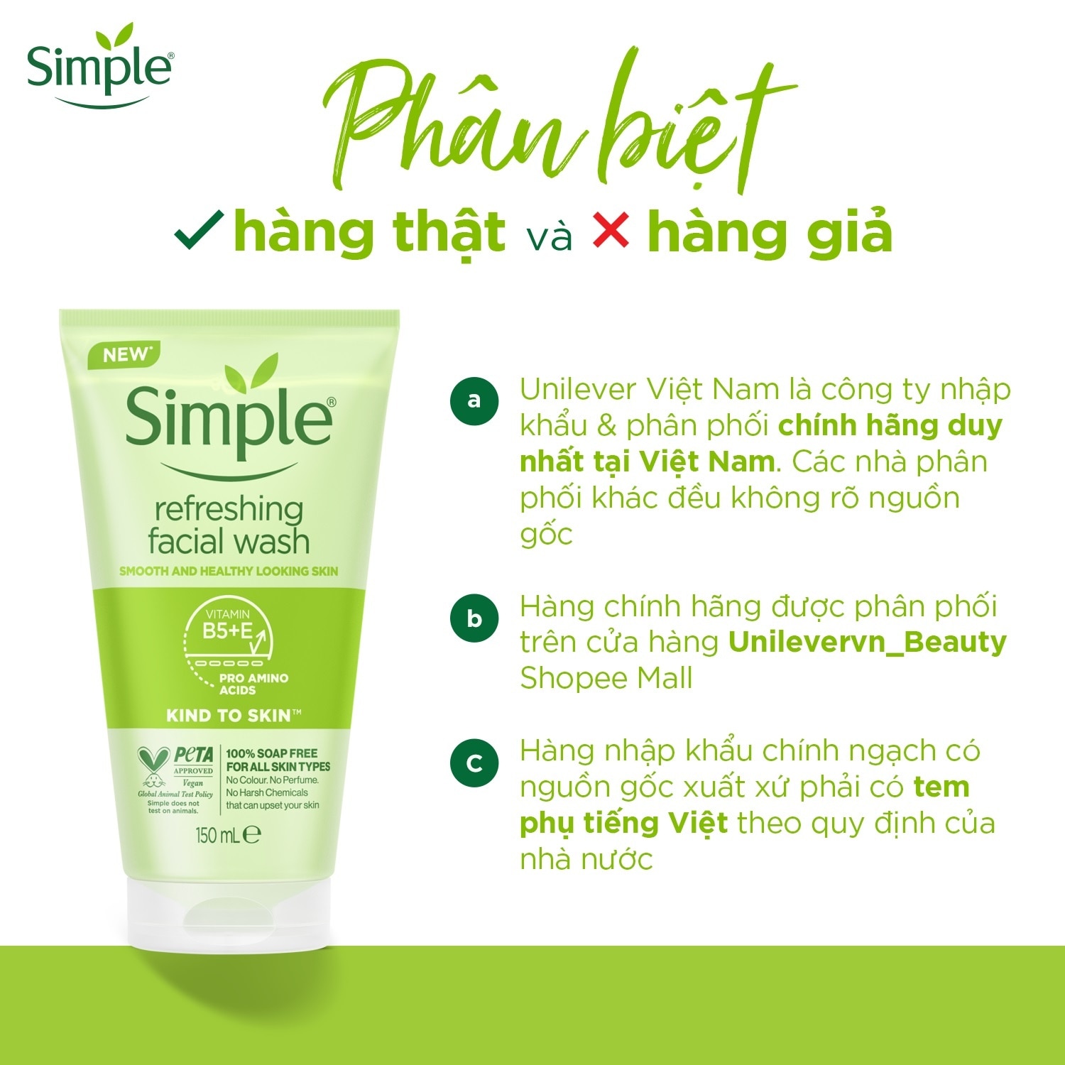 Sữa Rửa Mặt Simple Refreshing Facial Wash Dành Cho Mọi Loại Da 150ml