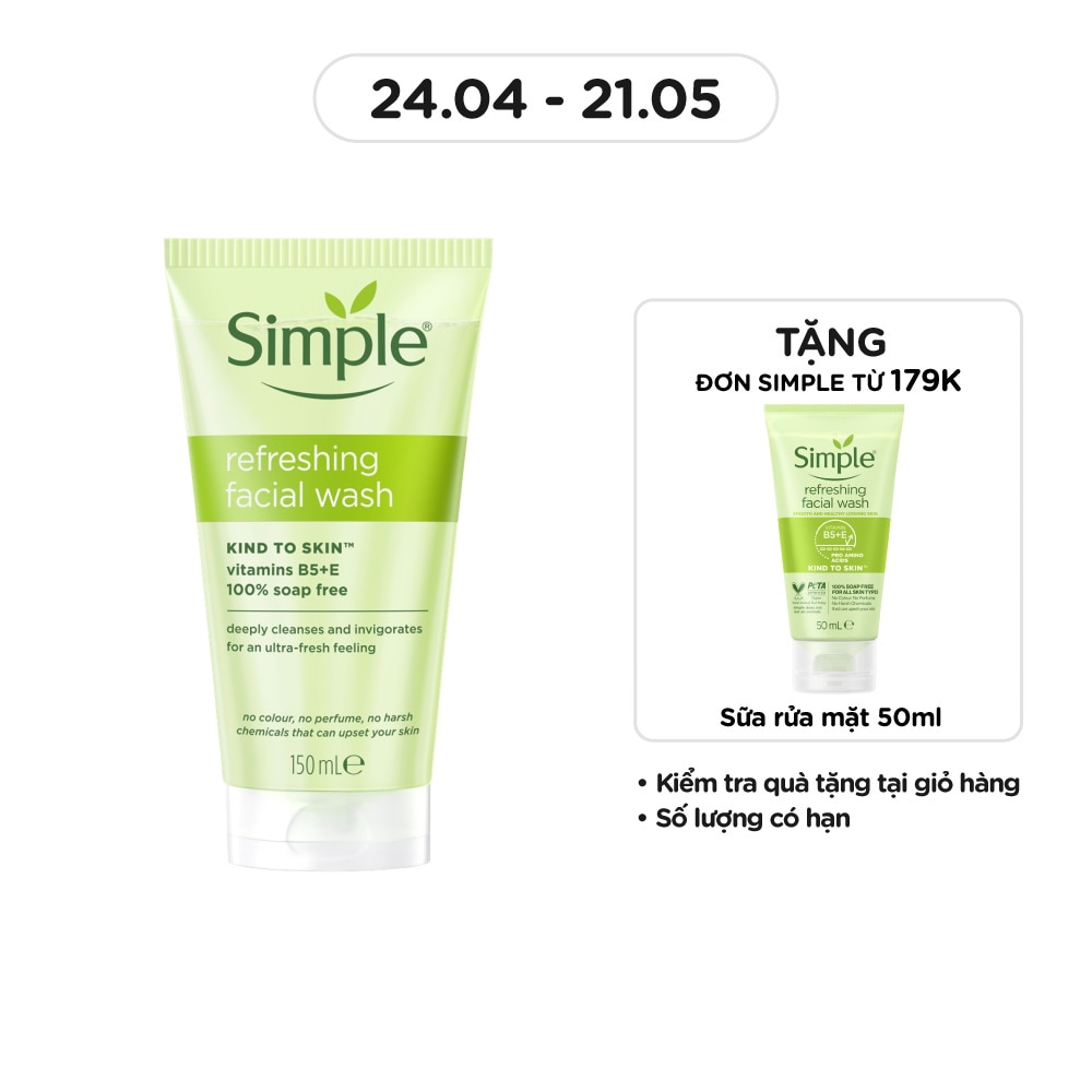 Sữa Rửa Mặt Simple Refreshing Facial Wash Dành Cho Mọi Loại Da 150ml