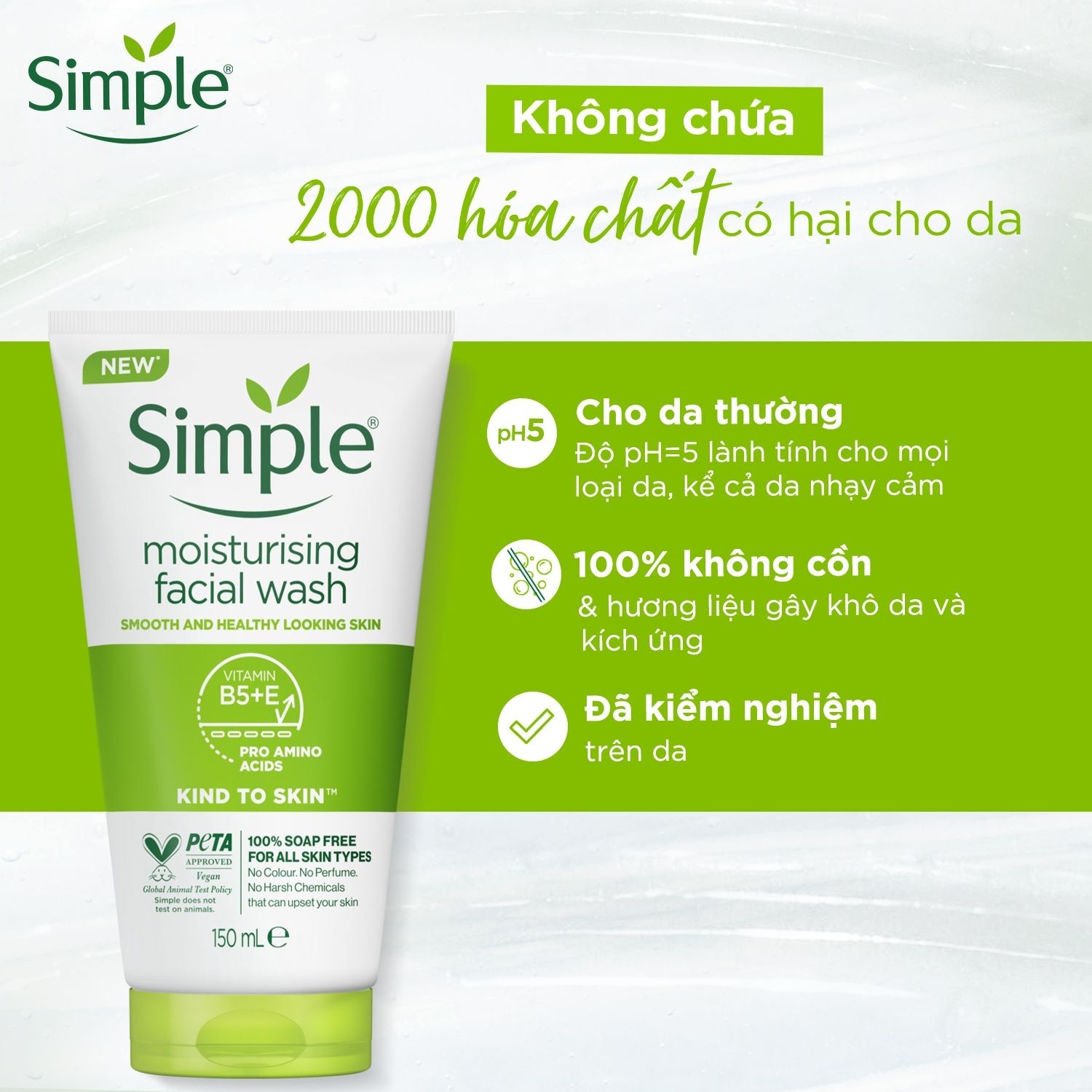Buy SIMPLE, Simple Moisturizing Facial Wash For Dry & Sensitive Skin
