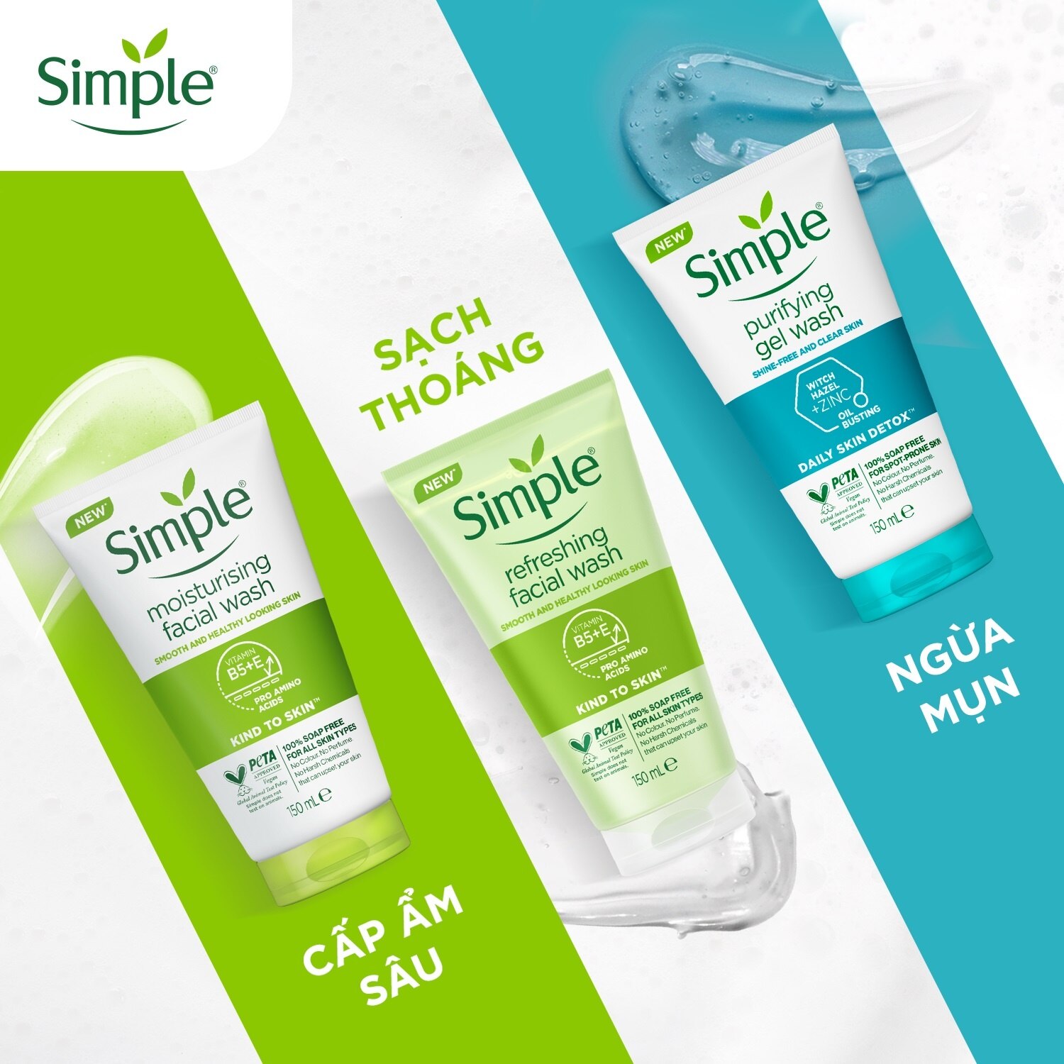 Buy SIMPLE, Simple Moisturizing Facial Wash For Dry & Sensitive Skin