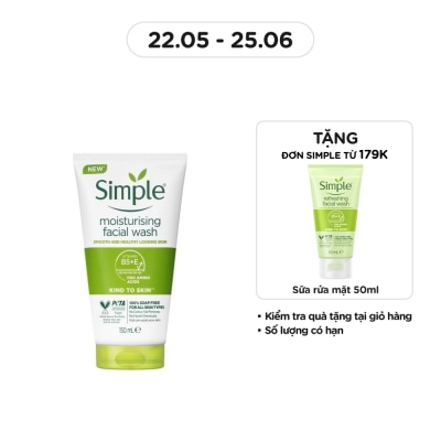 SIMPLE Sữa Rửa Mặt Simple Moisturising Facial Wash Dành Cho Da Khô và Da Nhạy Cảm 150ml