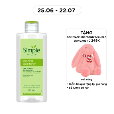 SIMPLE - Nước Cân Bằng Simple Soothing Facial Toner Không Chứa Cồn Giúp Làm Dịu Da 200ml
