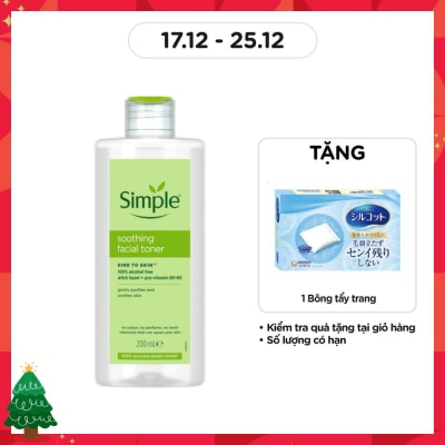 SIMPLE Nước Cân Bằng Simple Soothing Facial Toner Không Chứa Cồn Giúp Làm Dịu Da 200ml