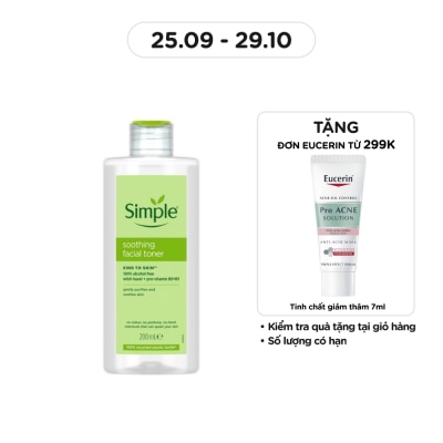 SIMPLE Nước Cân Bằng Simple Soothing Facial Toner Không Chứa Cồn Giúp Làm Dịu Da 200ml