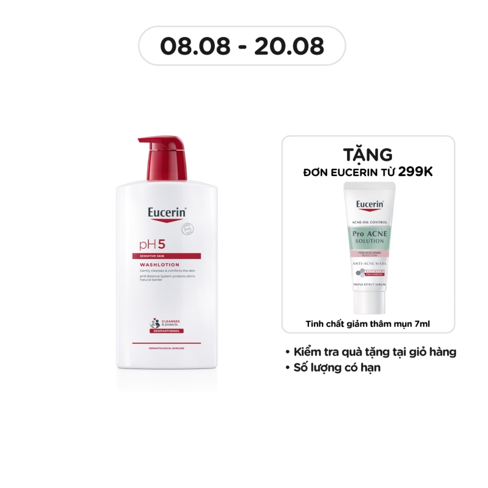 Sữa Tắm Eucerin Nhẹ Nhàng Làm Sạch Dành Cho Da Nhạy Cảm pH5 1000ml