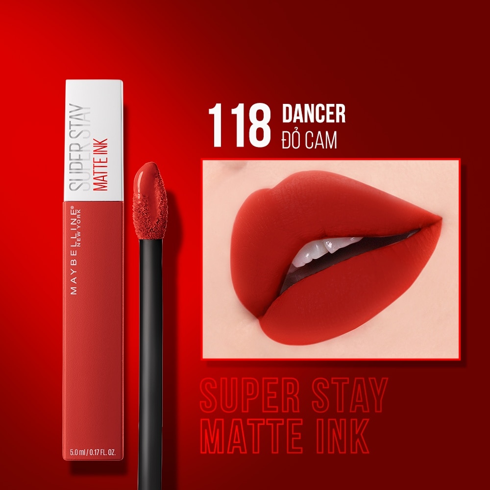 Son Kem Lì Lâu Trôi Maybelline Superstay Matte Ink Dancer 3.9g.#118