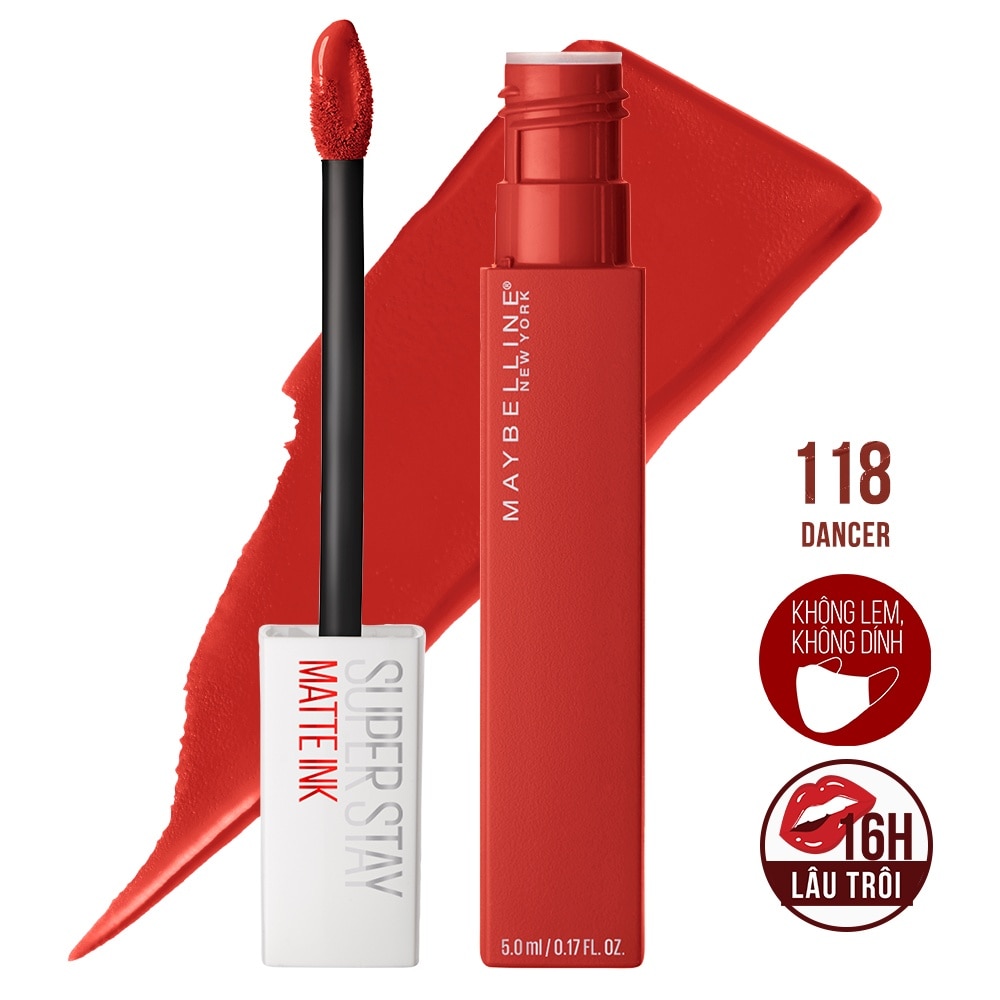 Son Kem Lì Lâu Trôi Maybelline Superstay Matte Ink Dancer 3.9g.#118