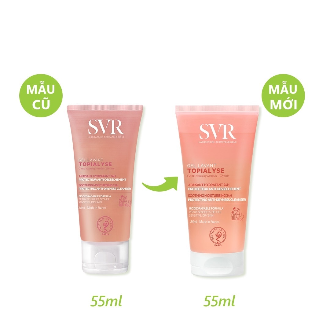 Gel Rửa Mặt SVR Không Xà Phòng Dưỡng Ẩm Da Khô Nhạy Cảm Topialyse Gel Lavant 55ml