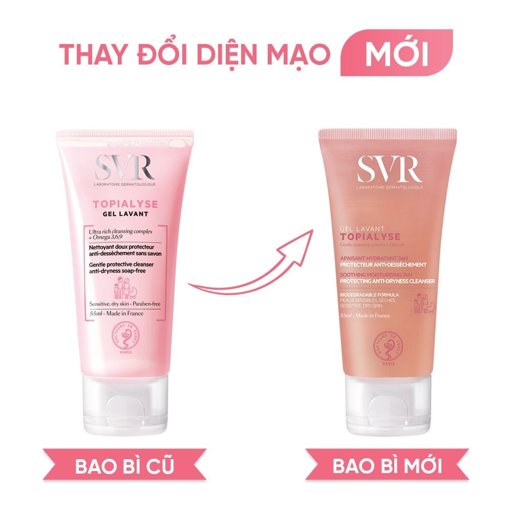 Gel Rửa Mặt SVR Không Xà Phòng Dưỡng Ẩm Da Khô Nhạy Cảm Topialyse Gel Lavant 55ml