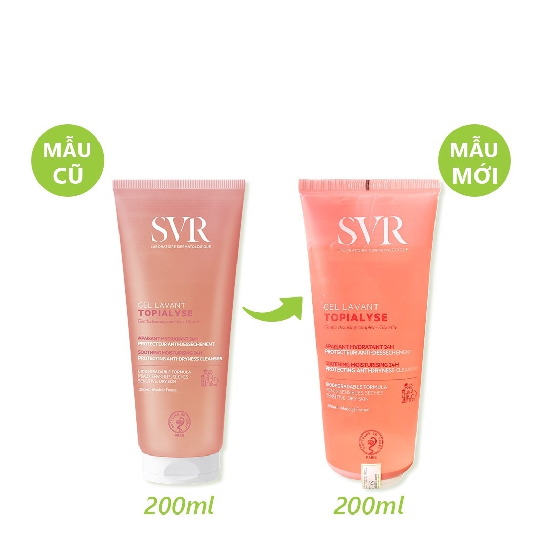Gel Rửa Mặt SVR Không Xà Phòng Dưỡng Ẩm Da Khô Nhạy Cảm Topialyse Gel Lavant 200ml