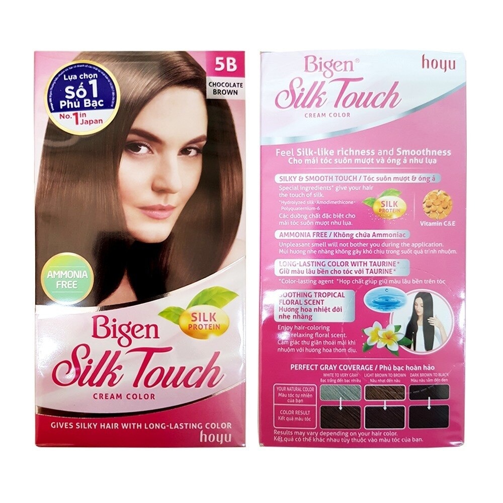 Kem Nhuộm Tóc Phủ Bạc Bigen Silk Touch 5B 136g .# Nâu Sôcôla