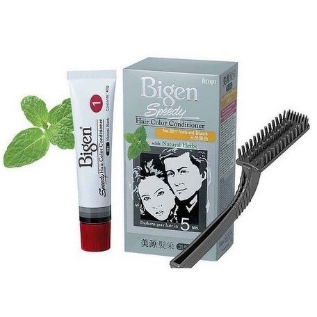 Kem Nhuộm Tóc Phủ Bạc Bigen Speedy Hair Color Conditioner 40g+40g .# 881 Natural Black Đen