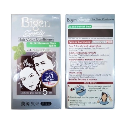 BIGEN Kem Nhuộm Tóc Phủ Bạc Bigen Speedy Hair Color Conditioner 40g+40g .# 882 Browish Black Nâu Đen