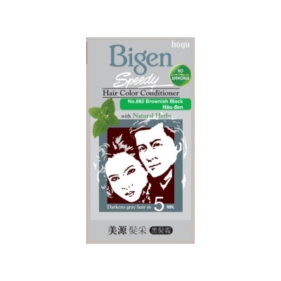 BIGEN Kem Nhuộm Tóc Phủ Bạc Bigen Speedy Hair Color Conditioner 40g+40g .# 882 Browish Black Nâu Đen