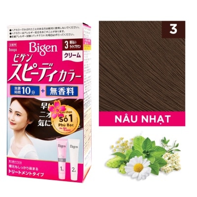 BIGEN Kem Nhuộm Tóc Phủ Bạc Bigen Speedy Color Cream Nhật 40g + 40g .#3 Nâu Nhạt