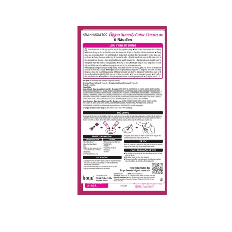 Kem Nhuộm Tóc Phủ Bạc Bigen Speedy Color Cream Nhật 40g+40g .#6 Nâu Đen