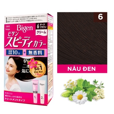 BIGEN Kem Nhuộm Tóc Phủ Bạc Bigen Speedy Color Cream Nhật 40g+40g .#6 Nâu Đen