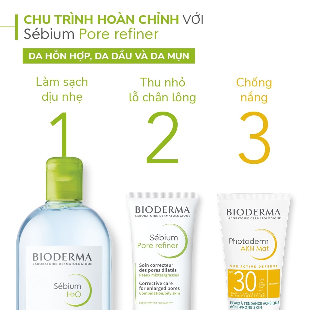 Kem Làm Se Khít Lỗ Chân Lông Và Giảm Dầu Cho Da Nhờn Bioderma Sebium Pore Refiner 30ml