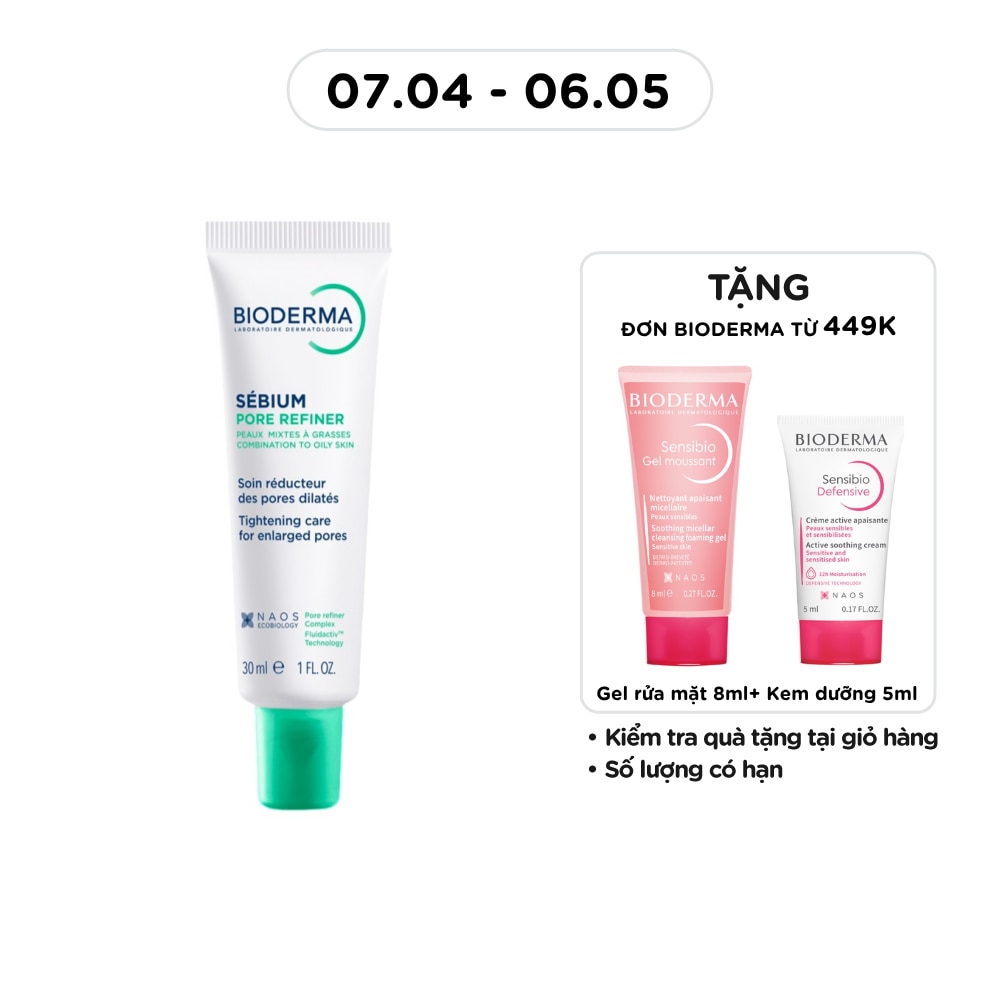Kem Làm Se Khít Lỗ Chân Lông Và Giảm Dầu Cho Da Nhờn Bioderma Sebium Pore Refiner 30ml