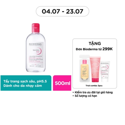 BIODERMA Nước Tẩy Trang Dành Cho Da Nhạy Cảm Bioderma Sensibio H20 500ml