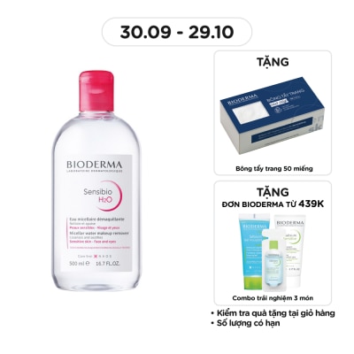BIODERMA Nước Tẩy Trang Dành Cho Da Nhạy Cảm Bioderma Sensibio H20 500ml