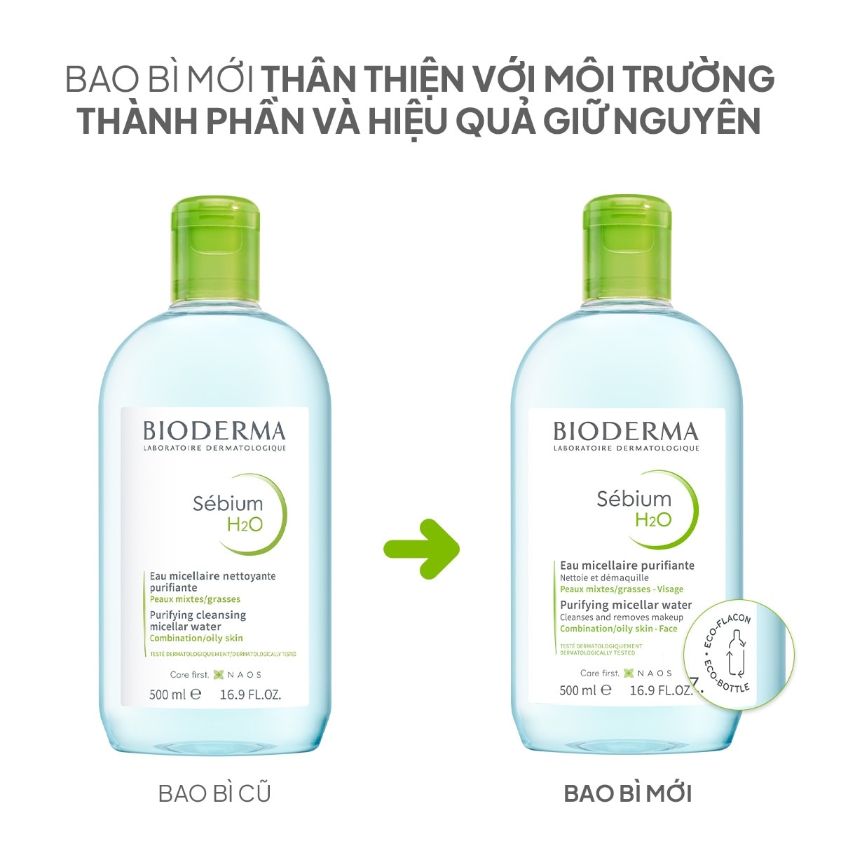 Nước Tẩy Trang Dành Cho Da Nhờn Và Da Mụn Bioderma Sebium H20 500ml