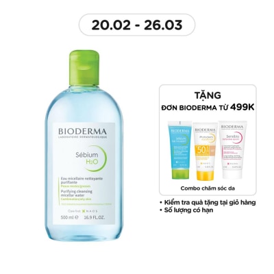 BIODERMA Nước Tẩy Trang Dành Cho Da Nhờn Và Da Mụn Bioderma Sebium H20 500ml