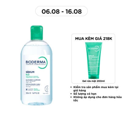BIODERMA - Nước Tẩy Trang Dành Cho Da Nhờn Và Da Mụn Bioderma Sebium H20 500ml image
