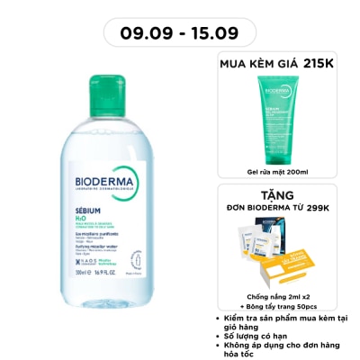 BIODERMA - Nước Tẩy Trang Dành Cho Da Nhờn Và Da Mụn Bioderma Sebium H20 500ml image
