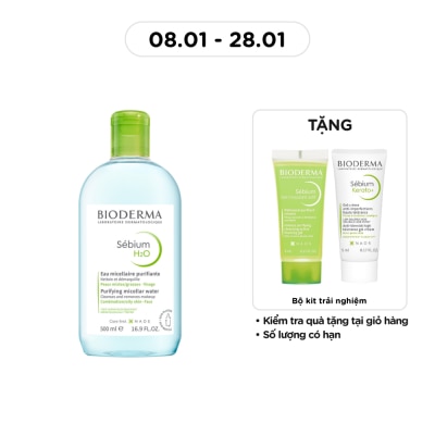BIODERMA Nước Tẩy Trang Dành Cho Da Nhờn Và Da Mụn Bioderma Sebium H20 500ml