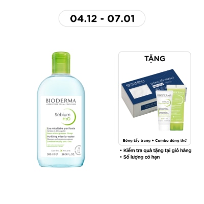 BIODERMA Nước Tẩy Trang Dành Cho Da Nhờn Và Da Mụn Bioderma Sebium H20 500ml