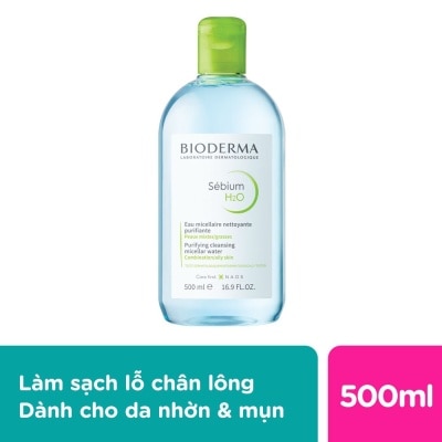 BIODERMA Nước Tẩy Trang Dành Cho Da Nhờn Và Da Mụn Bioderma Sebium H20 500ml