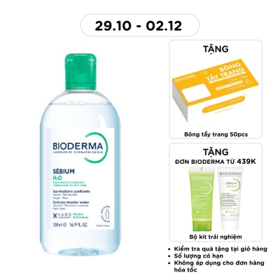 BIODERMA Nước Tẩy Trang Dành Cho Da Nhờn Và Da Mụn Bioderma Sebium H20 500ml image