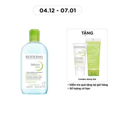 BIODERMA Nước Tẩy Trang Dành Cho Da Nhờn Và Da Mụn Bioderma Sebium H20 500ml