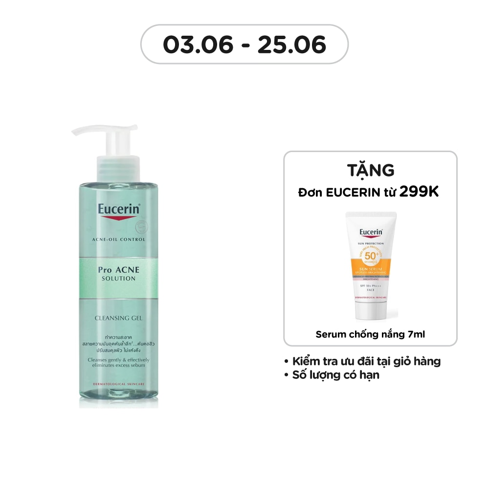 Gel Rửa Mặt Eucerin Giảm Mụn Pro Acne Cleansing Gel 200ml