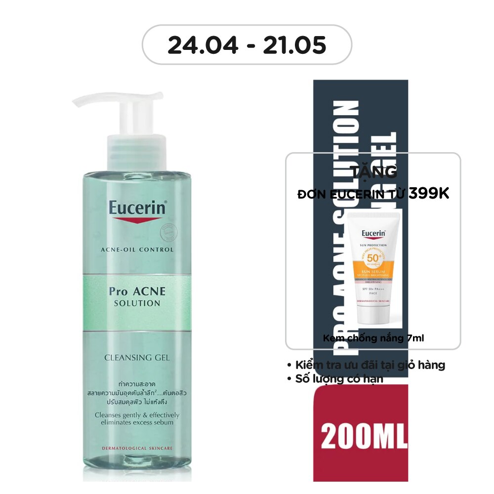 Gel Rửa Mặt Eucerin Giảm Mụn Pro Acne Cleansing Gel 200ml