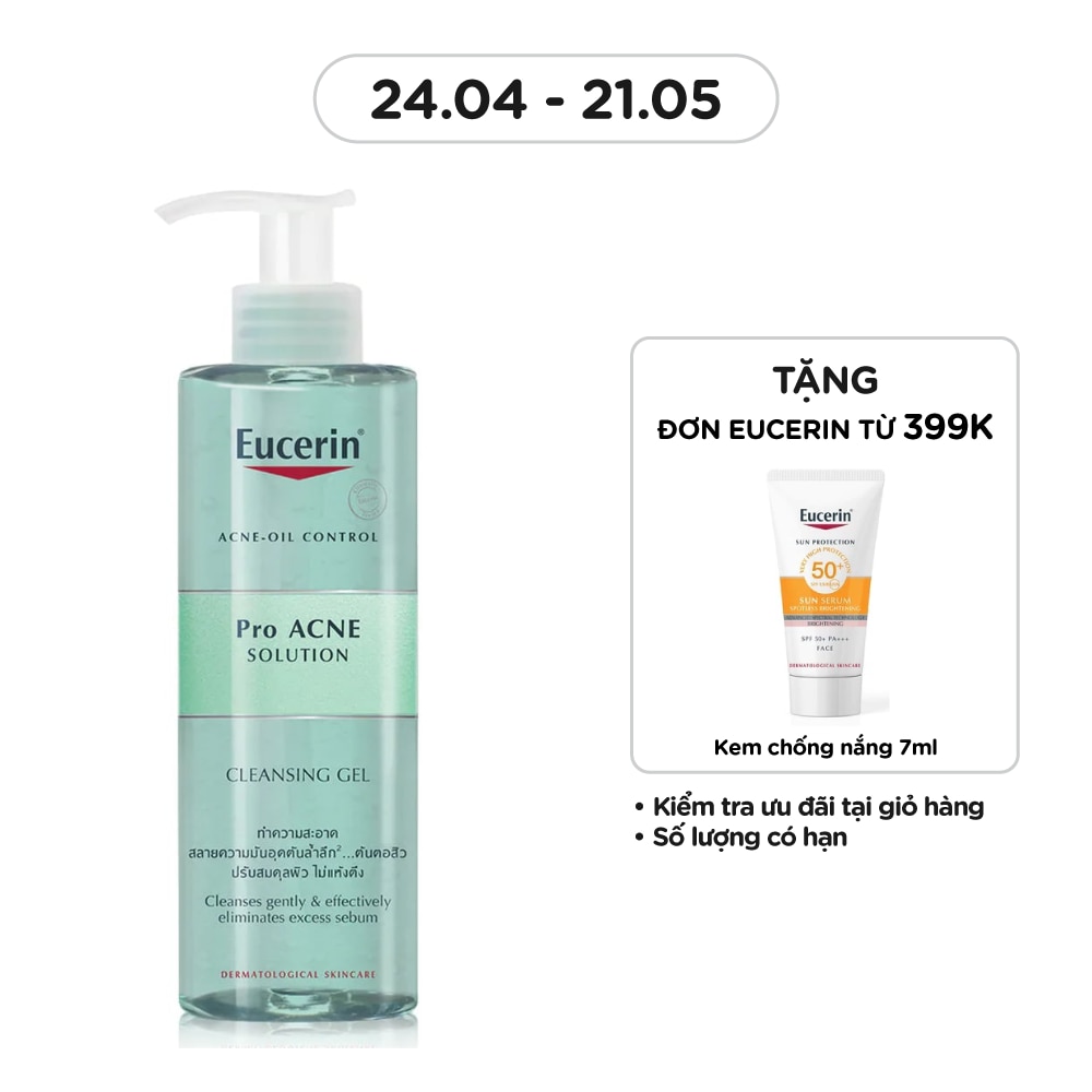 Gel Rửa Mặt Eucerin Giảm Mụn Pro Acne Cleansing Gel 200ml