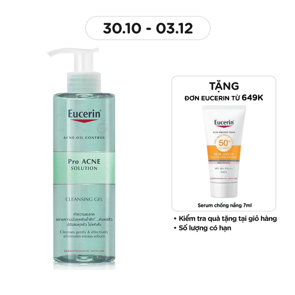 Gel Rửa Mặt Eucerin Giảm Mụn Pro Acne Cleansing Gel 200ml