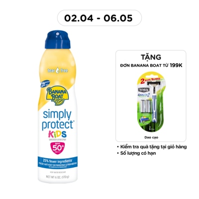BANANA BOAT - Xịt Chống Nắng Banana Boat Simply Protect Kids SPF50+ PA++++ 170g #Vàng