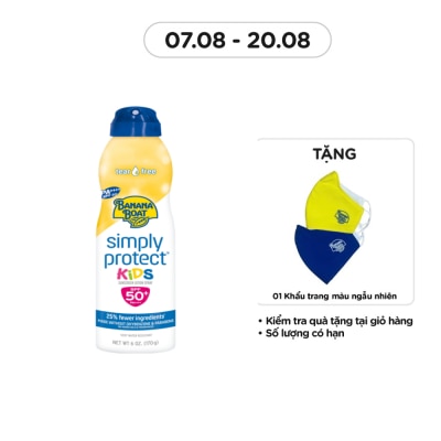 BANANA BOAT Xịt Chống Nắng Banana Boat Simply Protect Kids SPF50+ PA++++ 170g #Vàng