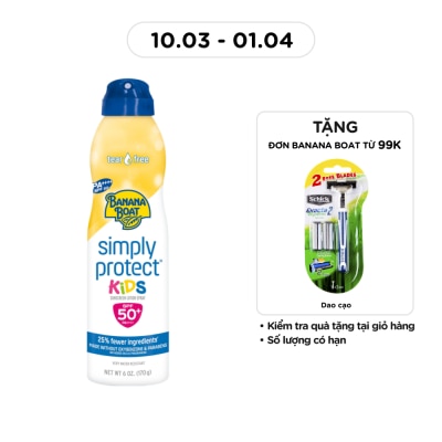 BANANA BOAT - Xịt Chống Nắng Banana Boat Simply Protect Kids SPF50+ PA++++ 170g #Vàng