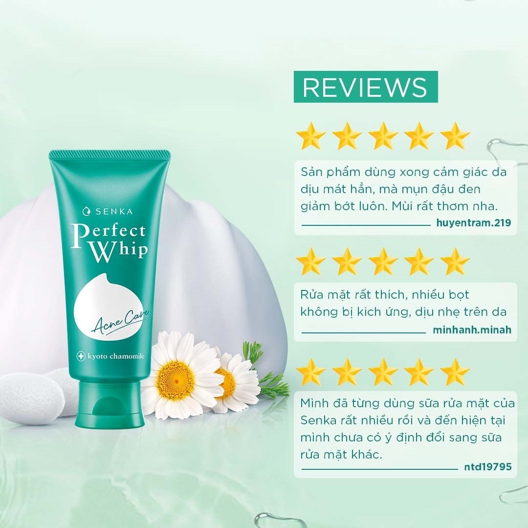 Sữa Rửa Mặt Senka Perfect Whip Acnes Care Dành Cho Da Mụn 100g