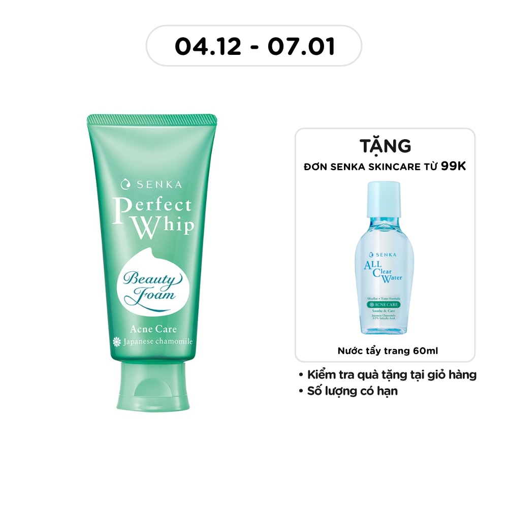 Sữa Rửa Mặt Senka Perfect Whip Acnes Care Dành Cho Da Mụn 100g