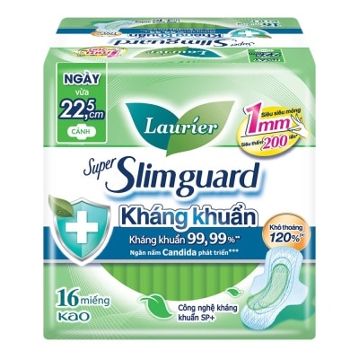 LAURIER Băng Vệ Sinh Laurier Super Slimguard ChoNgày Nhiều Kháng Khuẩn Siêu Mỏng 1mm 16 Miếng